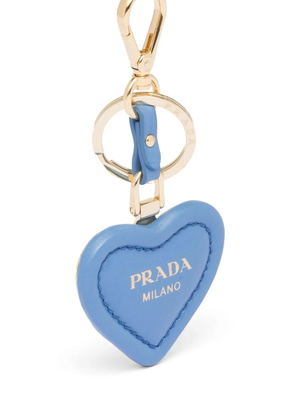 New Prada heart-motif Leather Keyring Blue