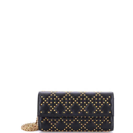 Christian Dior Lady Dior Croisiere Chain Wallet Cannage Studded Lambskin