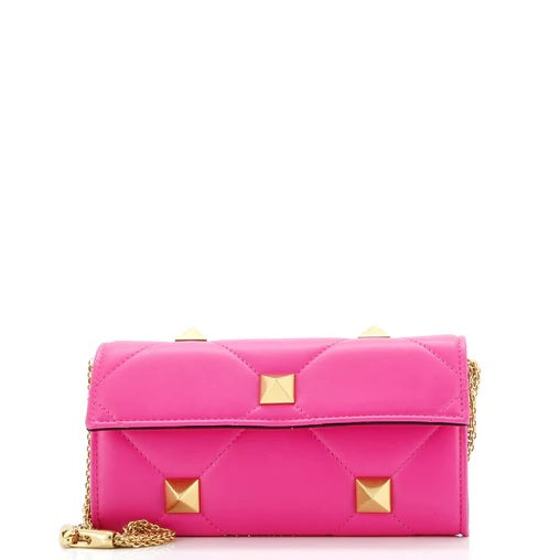 Valentino GaravaniRoman Stud Wallet on Chain Quilted Leather