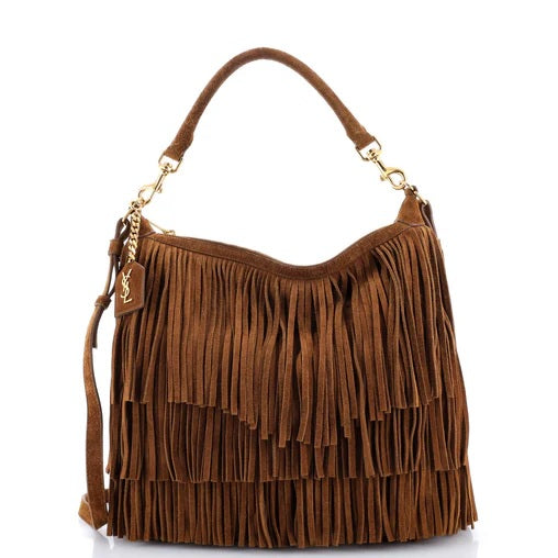 Saint Laurent Emmanuelle Hobo Suede Fringe Small