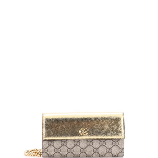 Gucci GG Marmont Continental Chain Wallet GG Coated Canvas and Leather