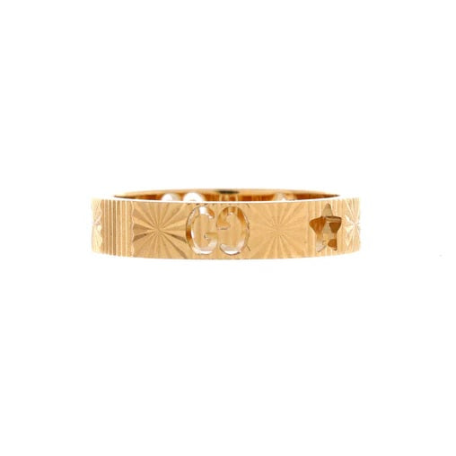 Gucci Textured Icon Star Cut-Out Ring 18K Yellow Gold