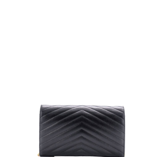 Saint Laurent Classic Monogram Wallet on Chain Matelasse Chevron Leather Medium