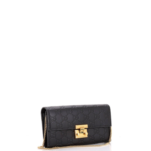 Gucci Padlock Continental Chain Wallet Guccissima Leather Long