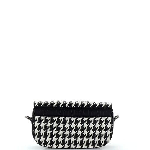 Christian Dior Bobby Flap Bag Houndstooth Embossed Calfskin East West