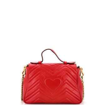 Gucci GG Marmont Top Handle Flap Bag Matelasse Leather Small