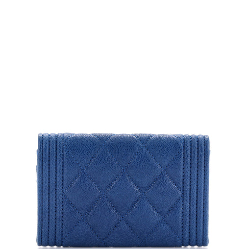 Chanel Boy Flap Card Case Quilted Caviar