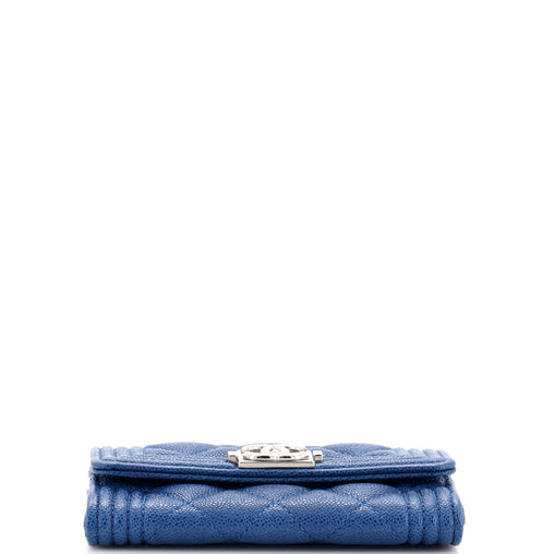 Chanel Boy Flap Card Case Quilted Caviar