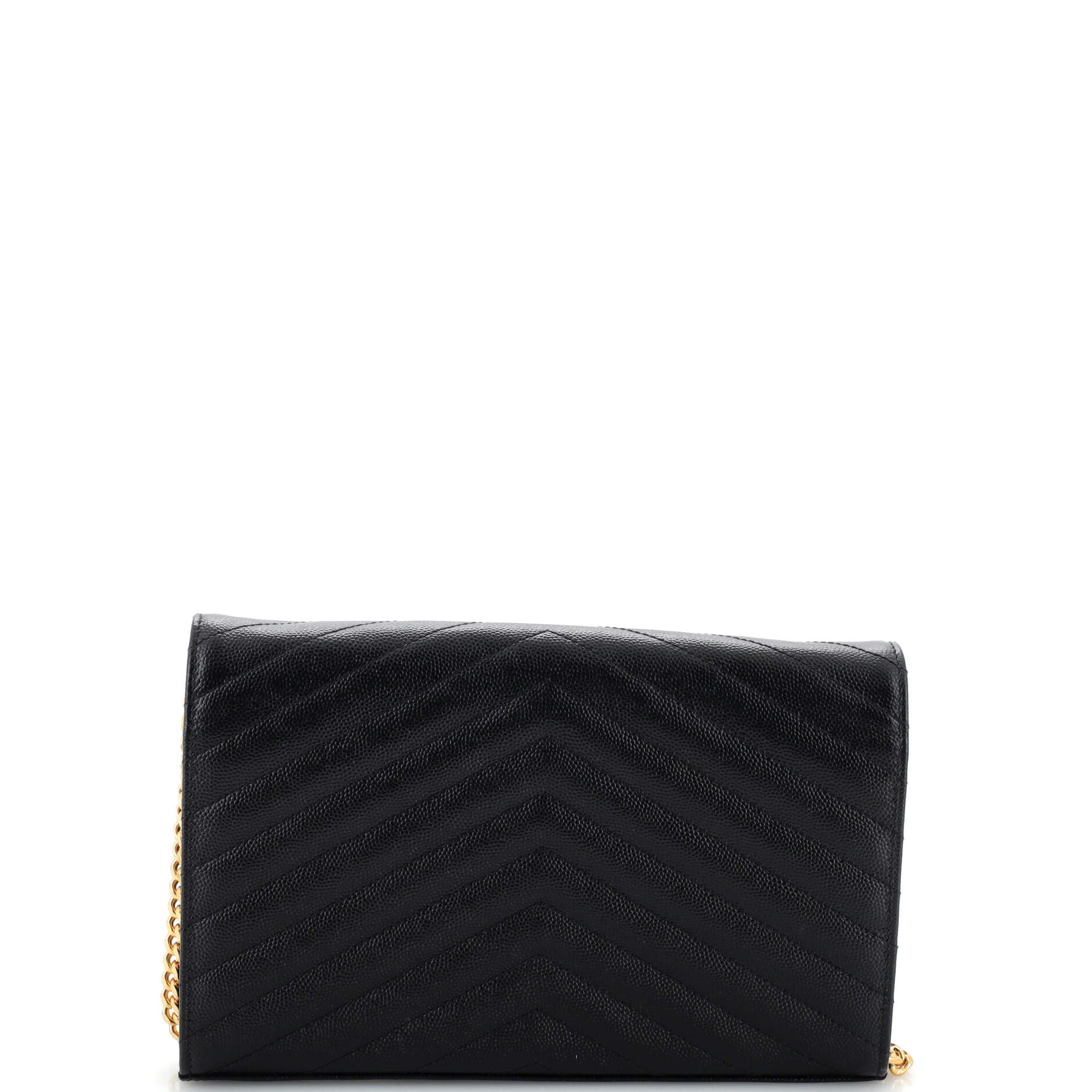 Saint Laurent Classic Monogram Wallet on Chain Matelasse Chevron Leather Medium