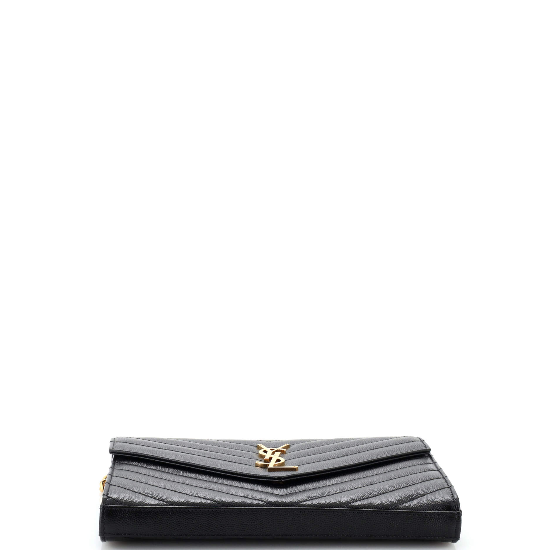 Saint Laurent Classic Monogram Wallet on Chain Matelasse Chevron Leather Medium