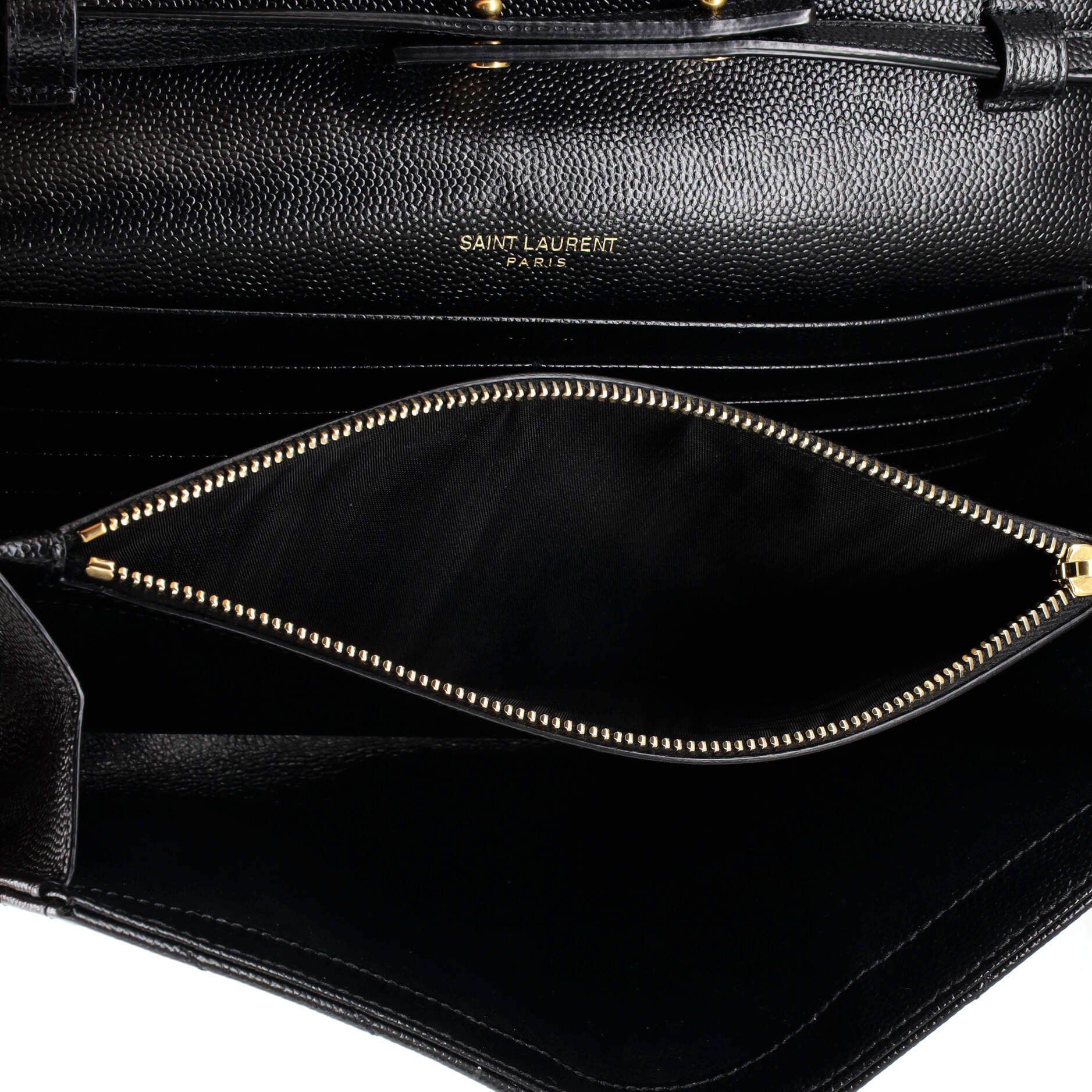 Saint Laurent Classic Monogram Wallet on Chain Matelasse Chevron Leather Medium