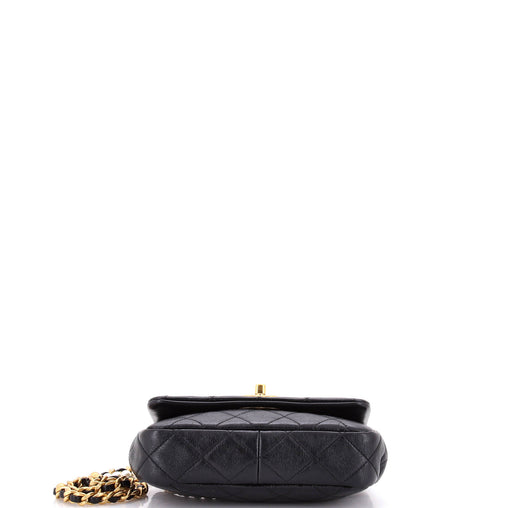 Chanel CC Pearl Section Chain Flap Bag Quilted Calfskin Mini