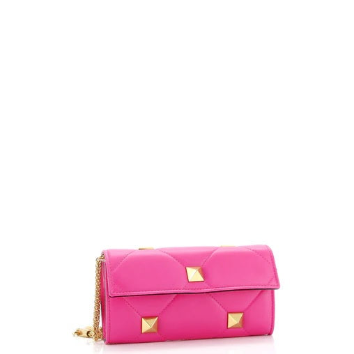 Valentino GaravaniRoman Stud Wallet on Chain Quilted Leather