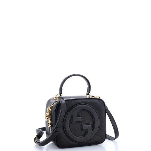 Gucci Blondie NM Top Handle Shoulder Bag Diagonal Quilted Leather
