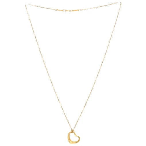 Tiffany & Co.Elsa Peretti Open Heart Pendant Necklace 18K Yellow Gold 11mm