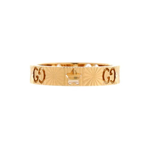 Gucci Textured Icon Star Cut-Out Ring 18K Yellow Gold