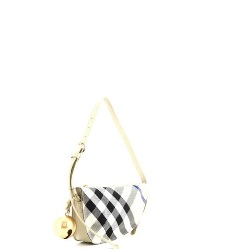 BurberryShield Sling Shoulder Bag Check Canvas and Leather Mini