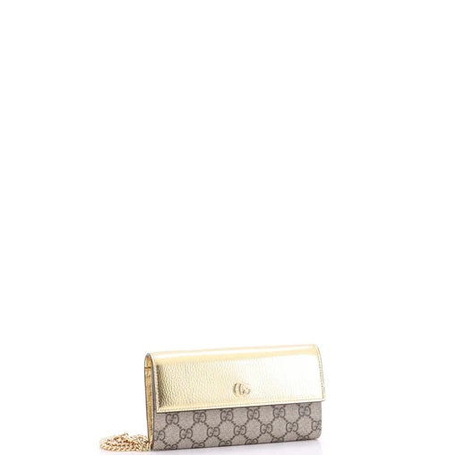 Gucci GG Marmont Continental Chain Wallet GG Coated Canvas and Leather