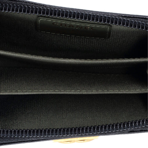Chanel Boy Zip Around Wallet Quilted Caviar Small