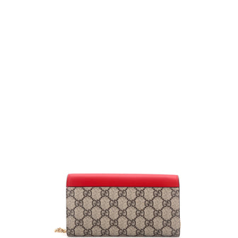Gucci Padlock Continental Chain Wallet GG Coated Canvas and Leather Long