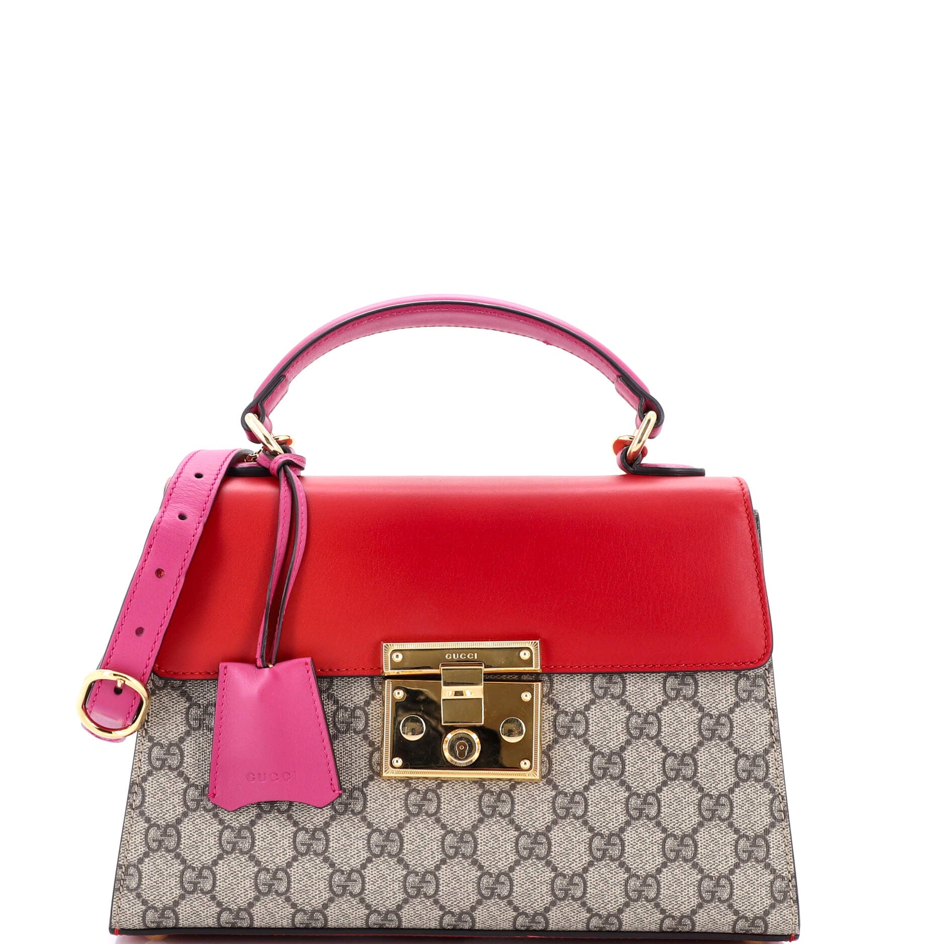Gucci Padlock Top Handle Bag GG Coated Canvas and Leather Small