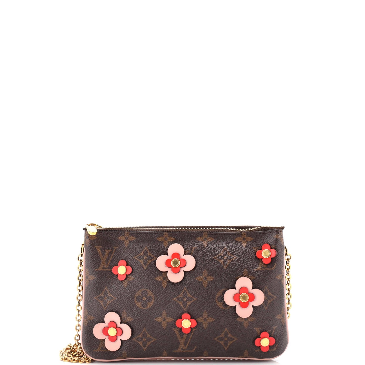 Louis Vuitton Double Zip Pochette Limited Edition Blooming Flowers Monogram Canvas