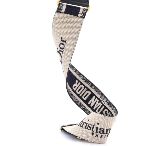 Christian Dior Logo Shoulder Strap Embroidered Canvas
