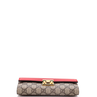 Gucci Padlock Continental Chain Wallet GG Coated Canvas and Leather Long