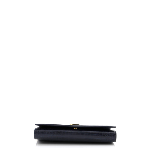 Saint Laurent Classic Monogram Wallet on Chain Crocodile Embossed Leather