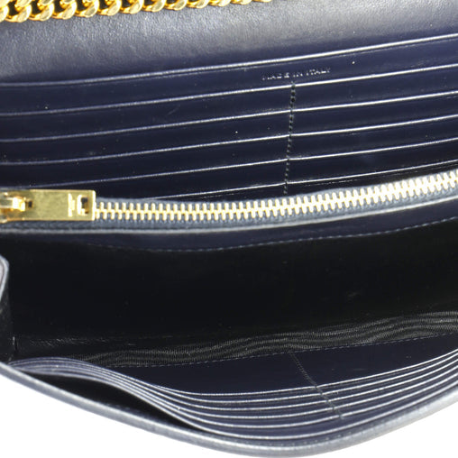 Saint Laurent Classic Monogram Wallet on Chain Crocodile Embossed Leather