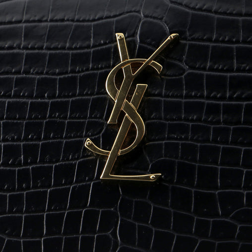 Saint Laurent Classic Monogram Wallet on Chain Crocodile Embossed Leather