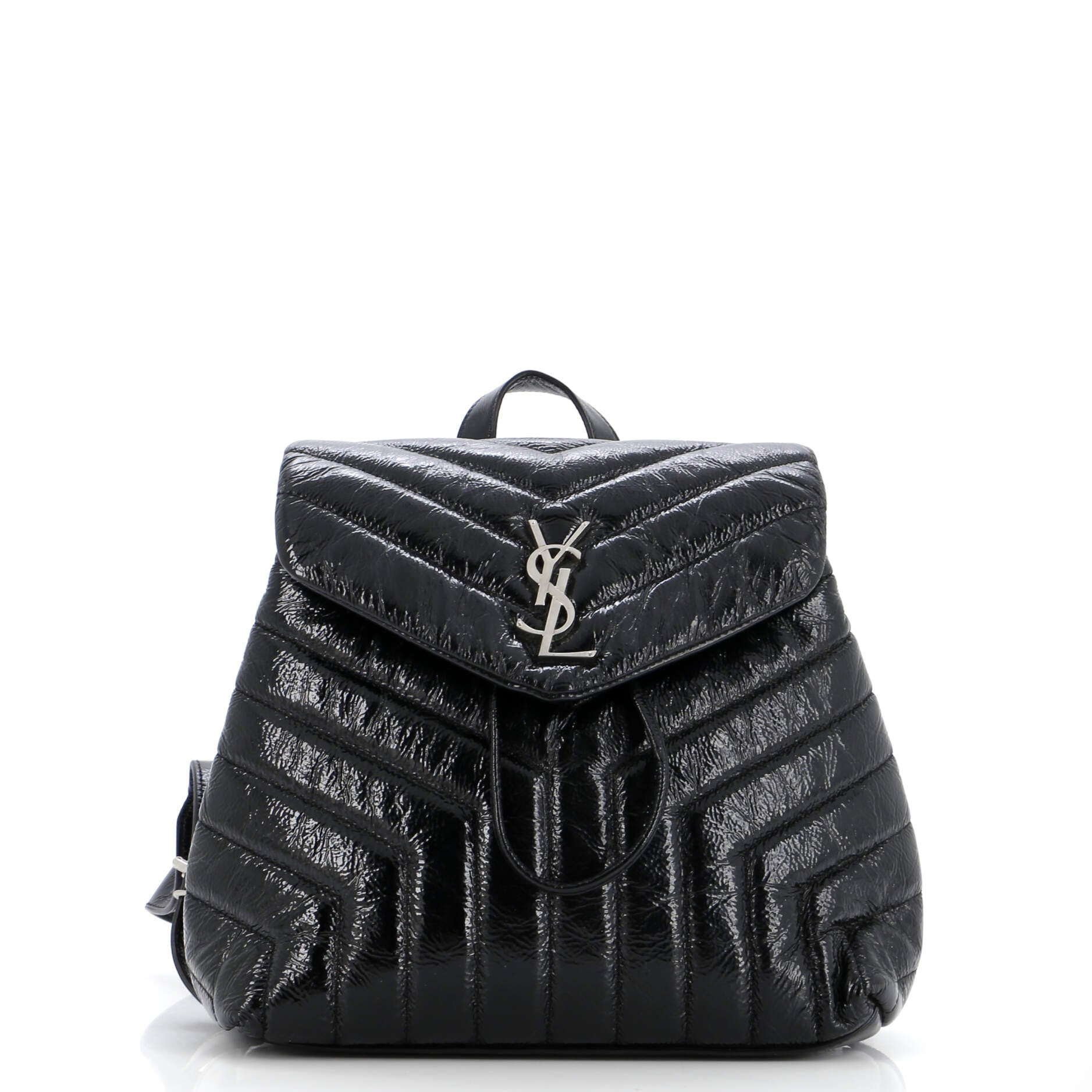 Saint Laurent LouLou Backpack Matelasse Chevron Patent Small