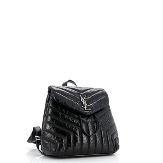 Saint Laurent LouLou Backpack Matelasse Chevron Patent Small
