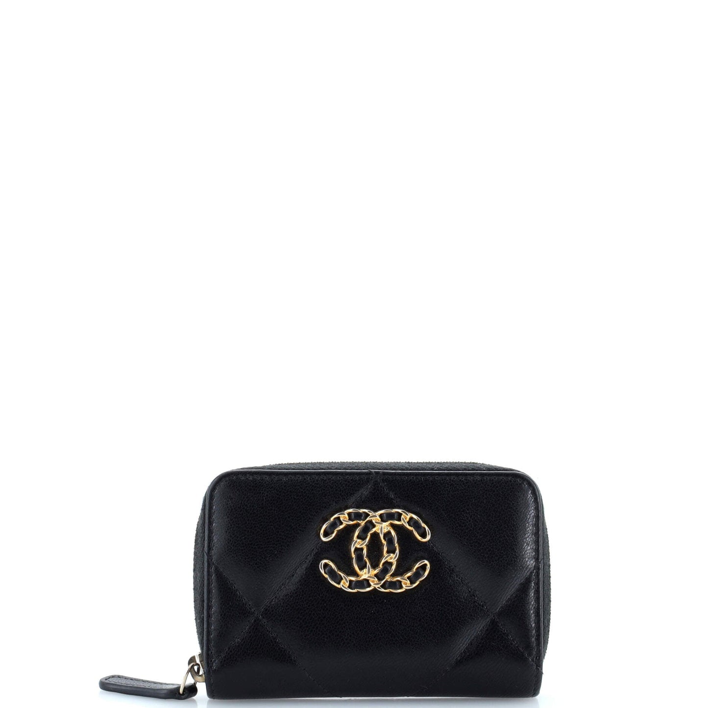 Chanel 19 Zip Coin Purse Quilted Leather