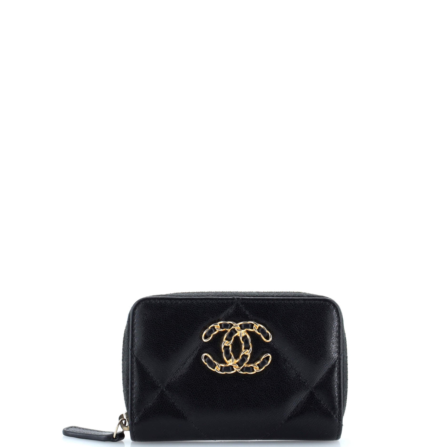 Chanel 19 Zip Coin Purse Quilted Leather