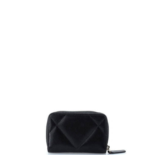 Chanel 19 Zip Coin Purse Quilted Leather