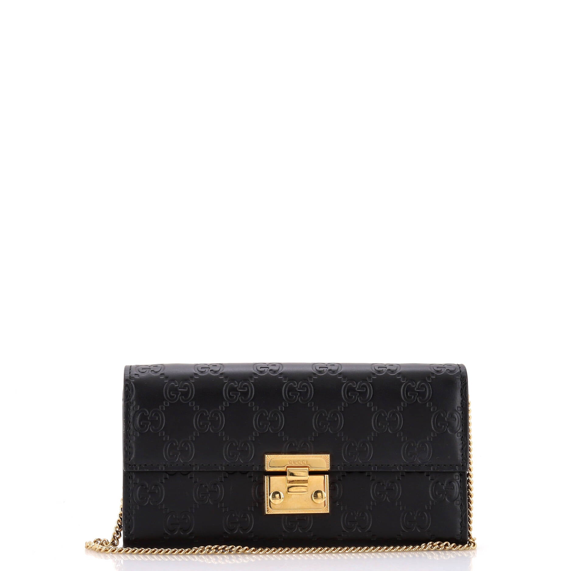 Gucci Padlock Continental Chain Wallet Guccissima Leather Long