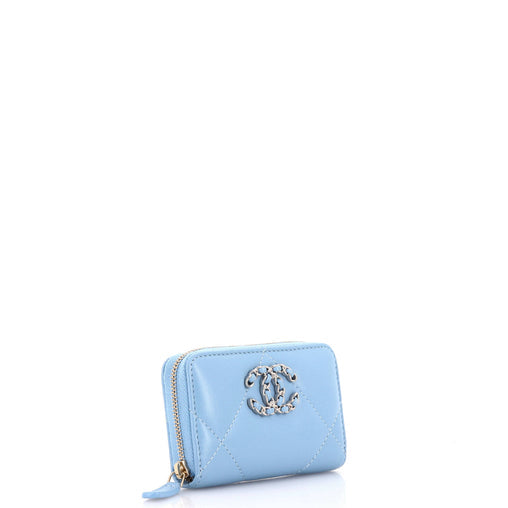 Chanel 19 Zip Coin Purse Quilted Leather