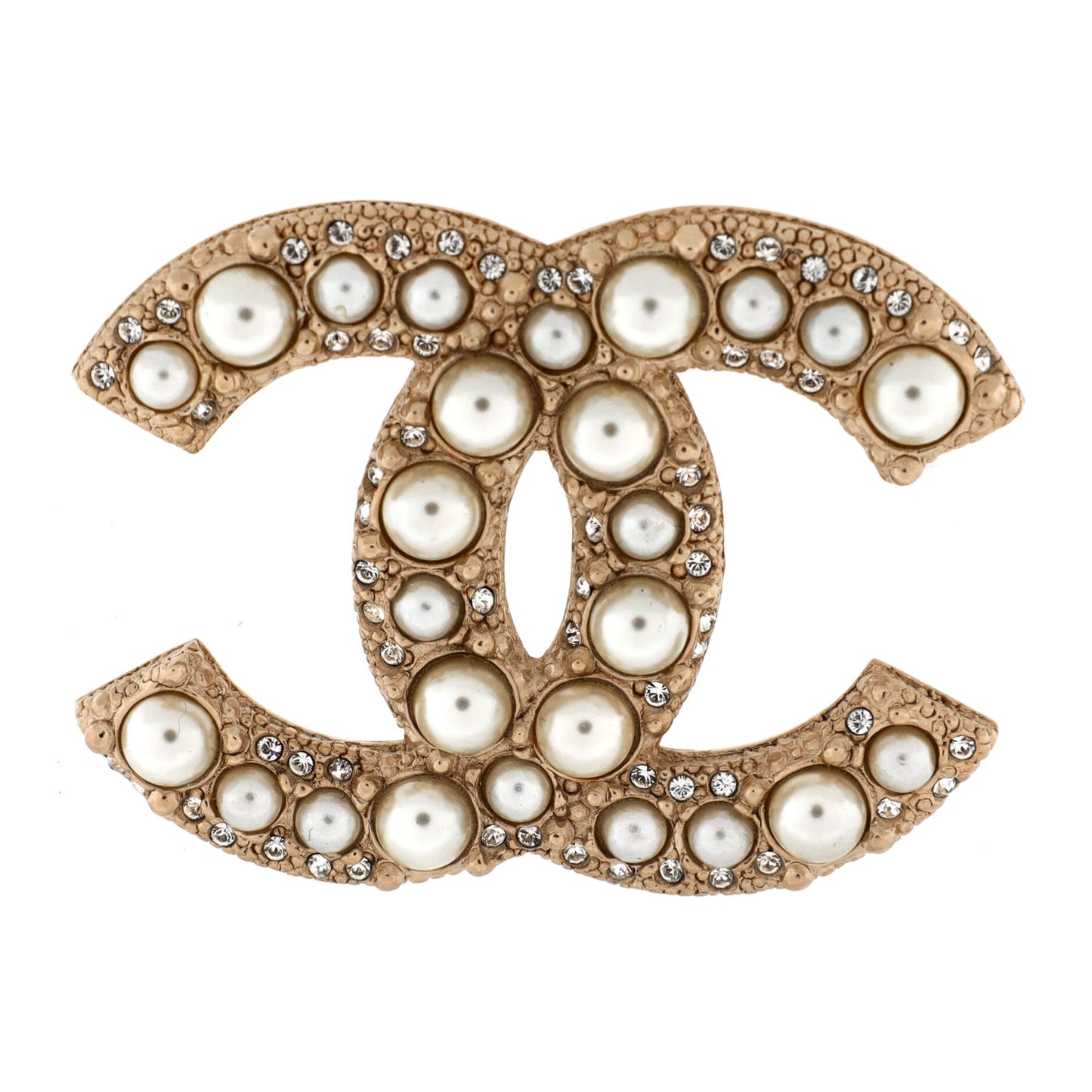 Chanel CC Brooch Metal with Crystals and Faux Pearls