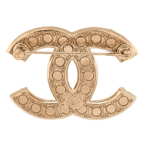 Chanel CC Brooch Metal with Crystals and Faux Pearls