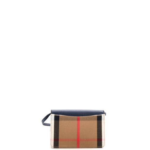 Burberry Hampshire Wallet on Strap Leather and House Check Canvas