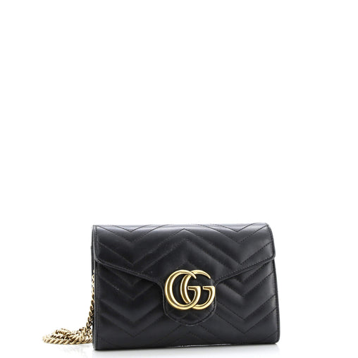Gucci GG Marmont Chain Wallet Matelasse Leather Mini