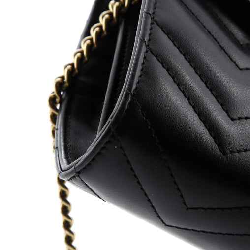 Gucci GG Marmont Chain Wallet Matelasse Leather Mini