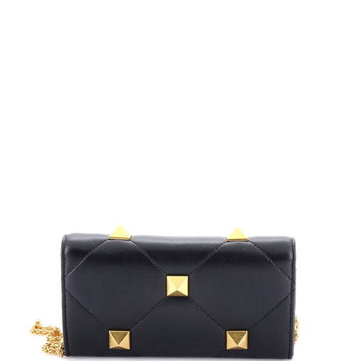 Valentino Garavani Roman Stud Wallet on Chain Quilted Leather