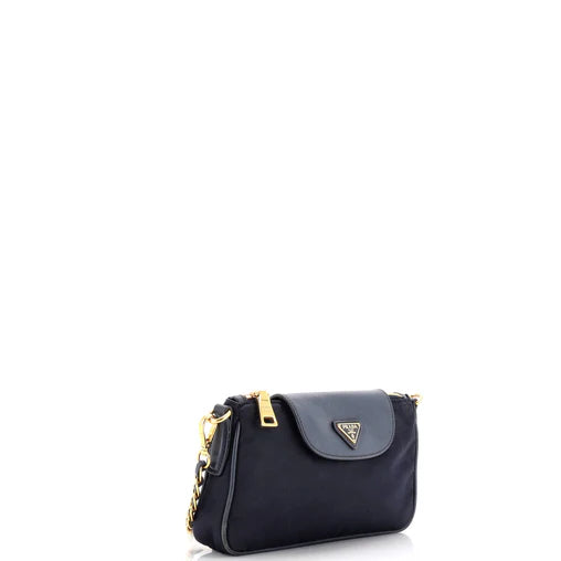 Prada Chain Crossbody Bag Tessuto and Saffiano Leather Small