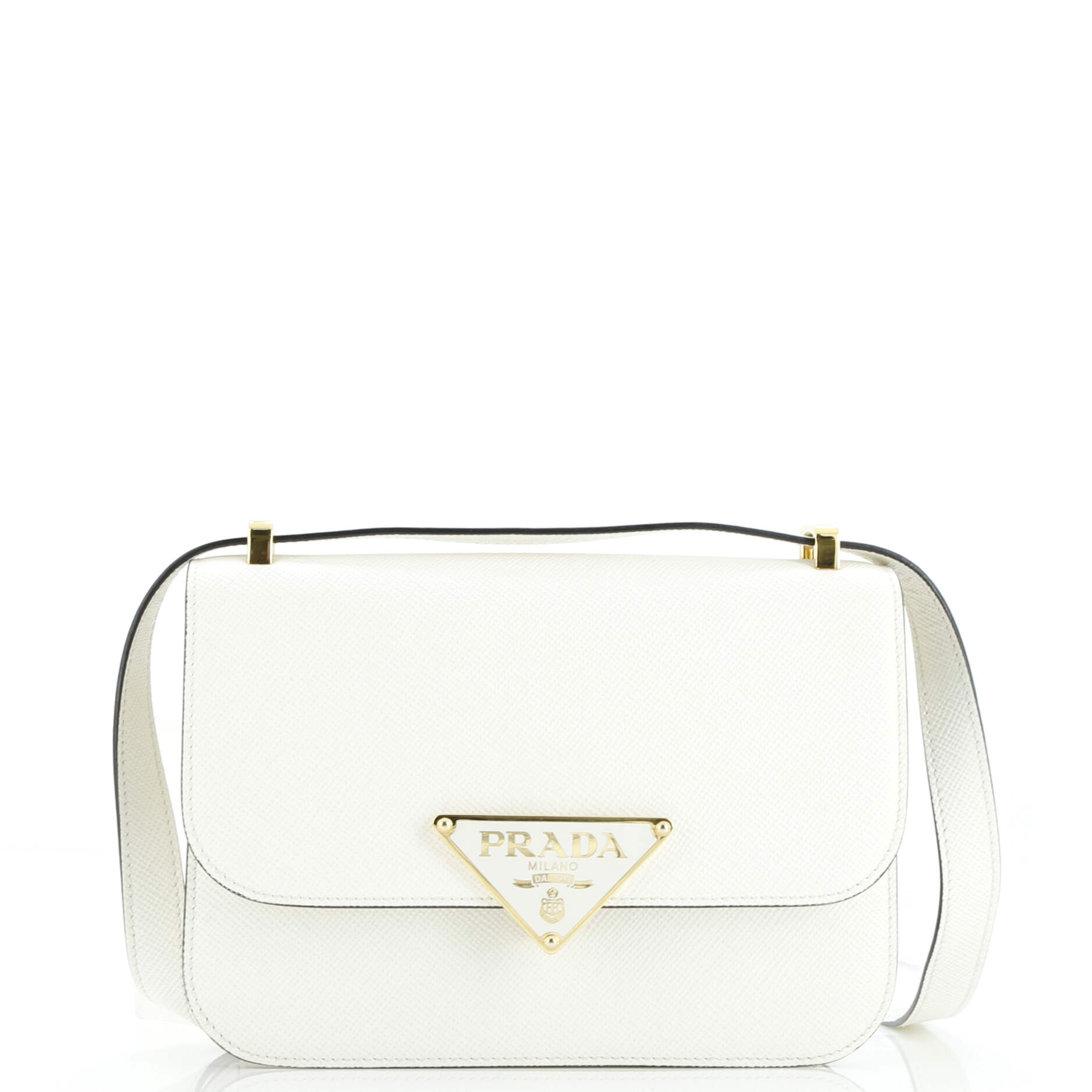 Prada Embleme Triangle Logo Flap Bag Saffiano Leather Small
