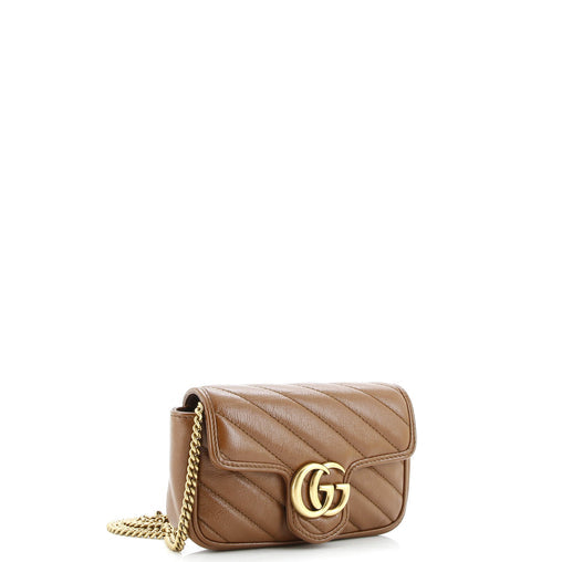 Gucci GG Marmont Flap Bag Diagonal Quilted Leather Super Mini