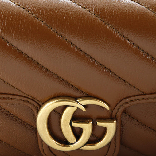 Gucci GG Marmont Flap Bag Diagonal Quilted Leather Super Mini