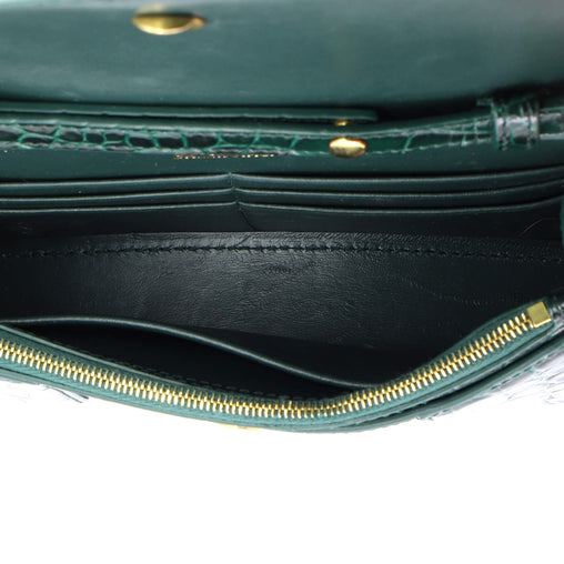 Balenciaga Hourglass Chain Wallet Crocodile Embossed Leather