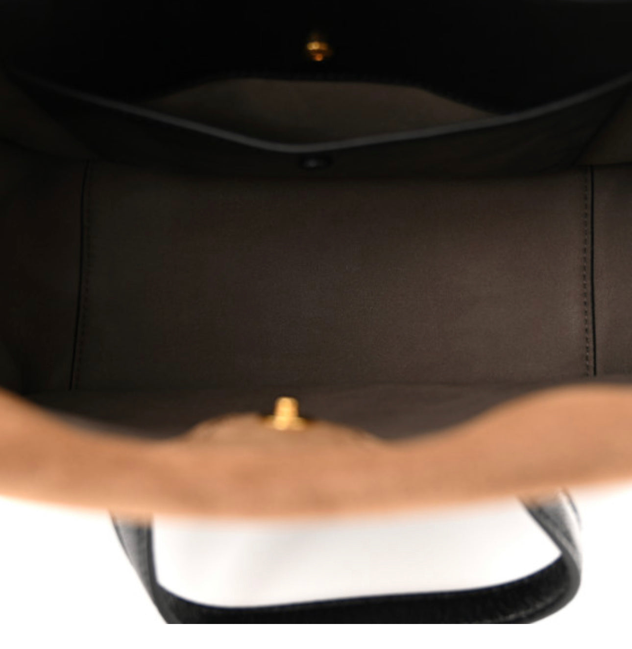 FENDI Glossy Lambskin Suede Small Flip Tote Black Marrone